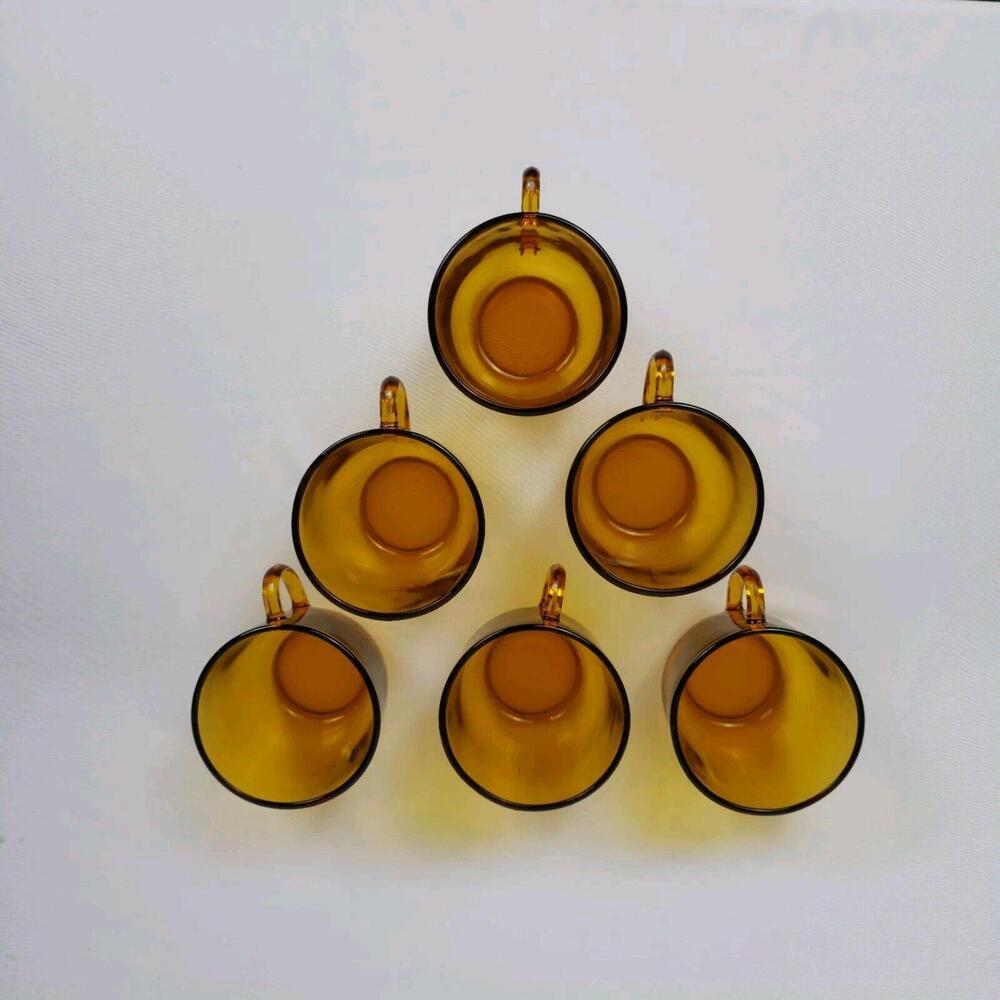 Vereco France Glass Amber Cups Set Of 6